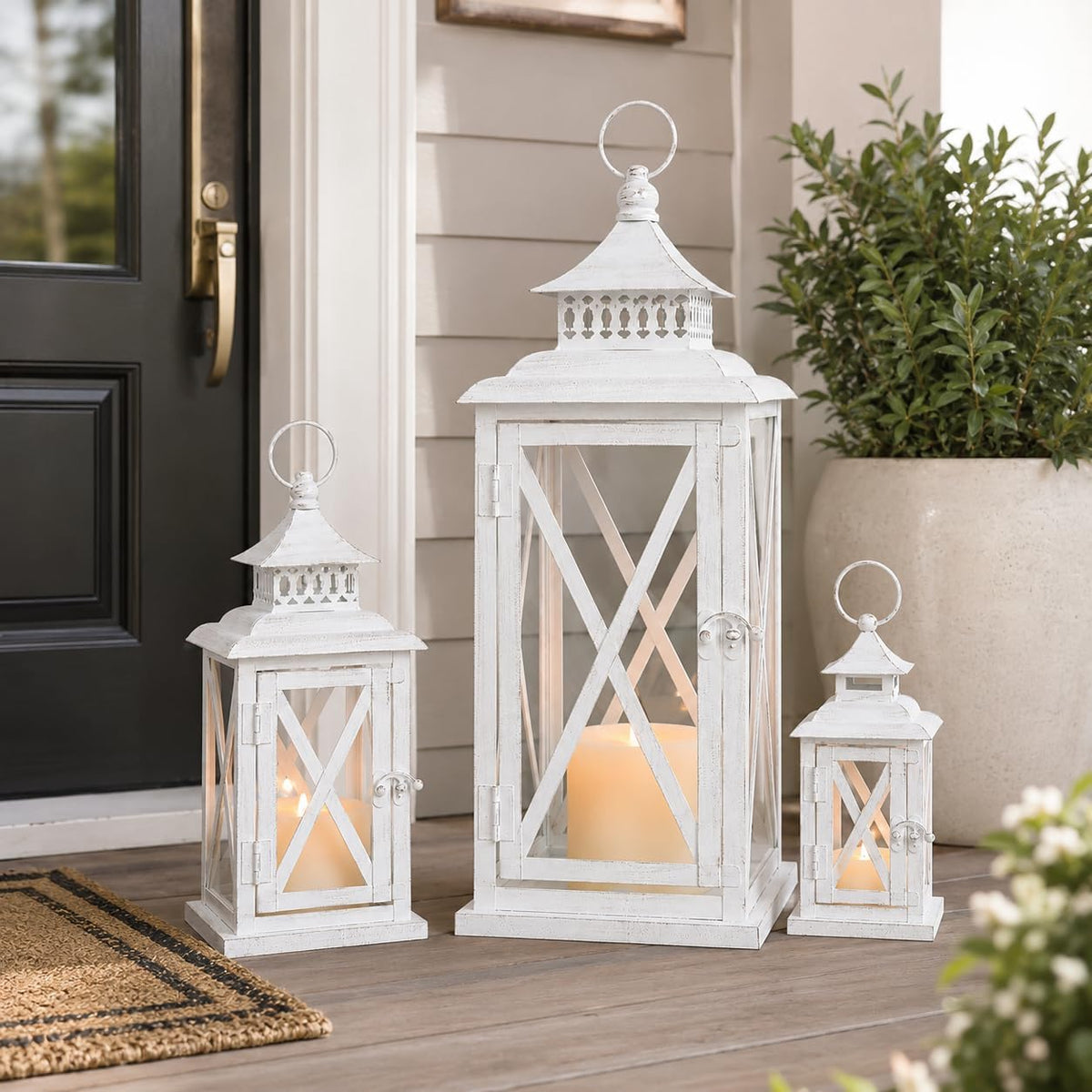 3 faroles decorativos (20 y 13 y 9 pulgadas) para interiores y exte...