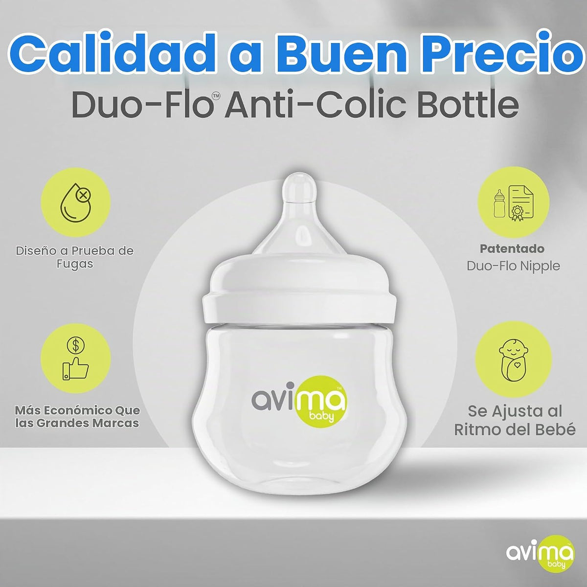 Avima Biberones anticólicos de 4 onzas con pezones de flujo lento....