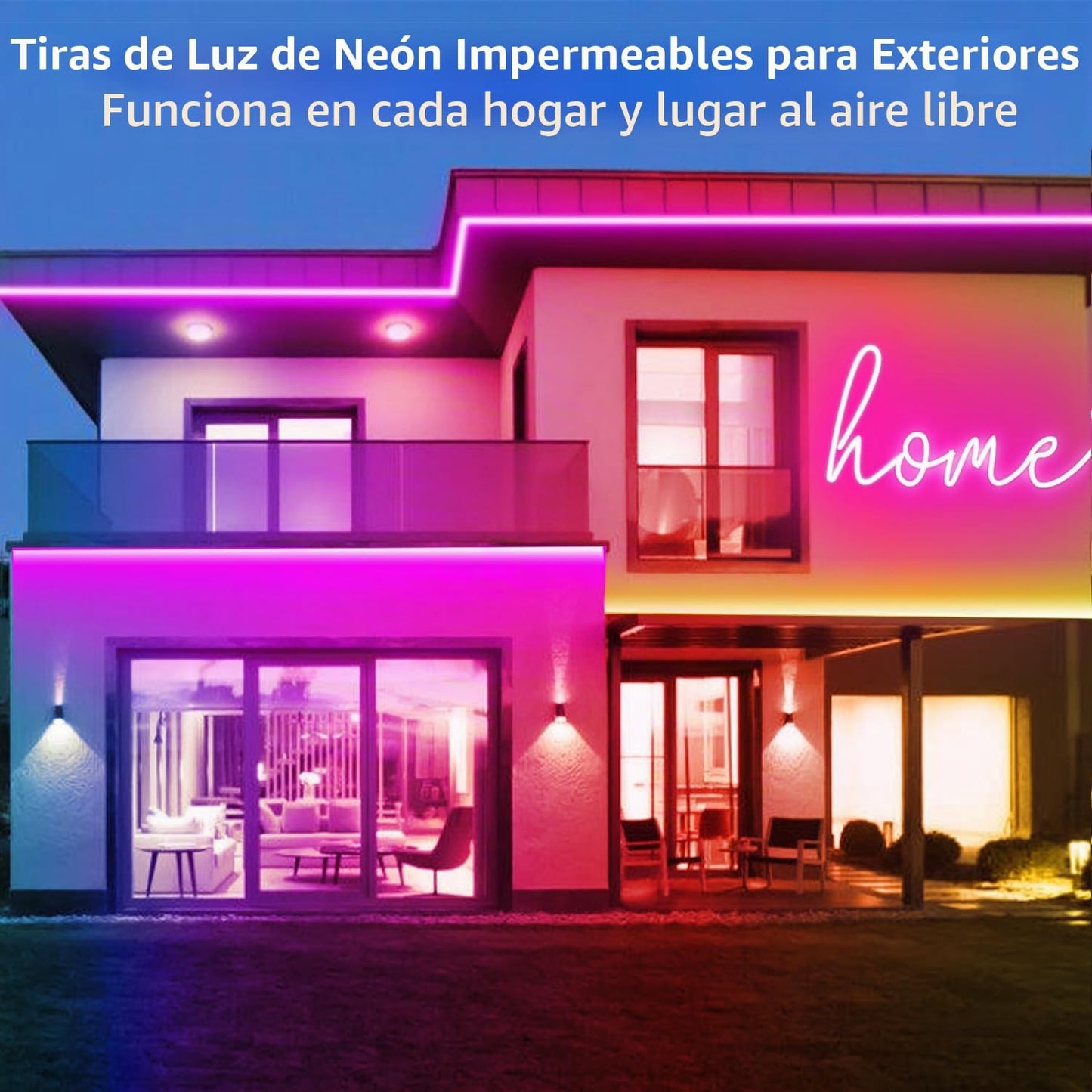 Cuerda de luces LED de neón de 16.4 pies con aplicación o control r...