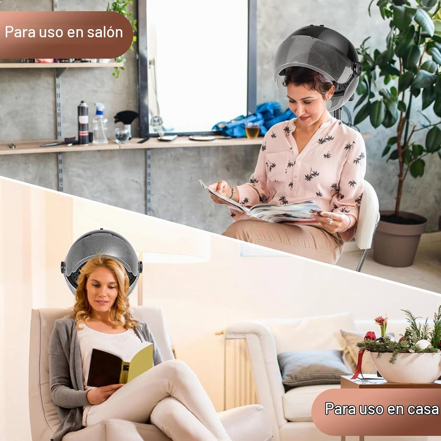 Secador de pelo con capucha con ajuste de tiempo, controles táctile...