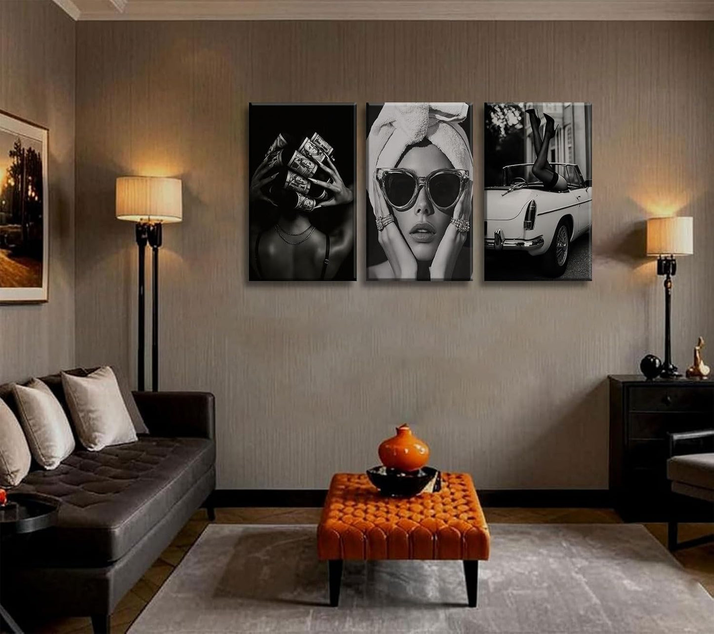 Lienzo de moda para mujer, arte de pared en blanco y negro, decorac...