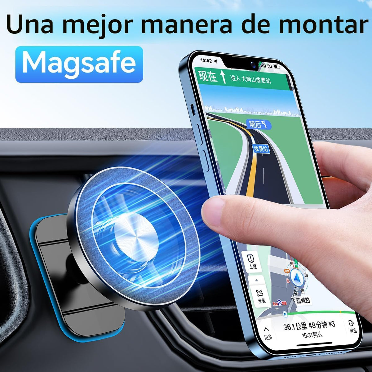 Kaistyle Soporte de coche Magsafe Imán fuerte【Imán fuerte】 Soporte...