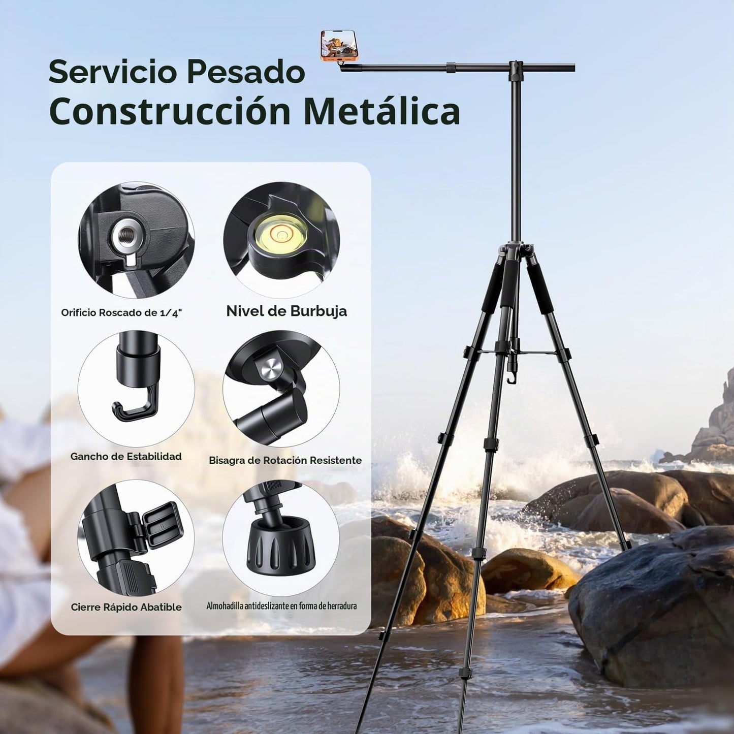 elitehood Trípode magnético para iPhone con brazo extensible de 25...