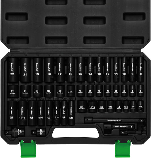 TecoTek Juego de llaves de impacto de 3\/8", 49 piezas SAE (5\/...