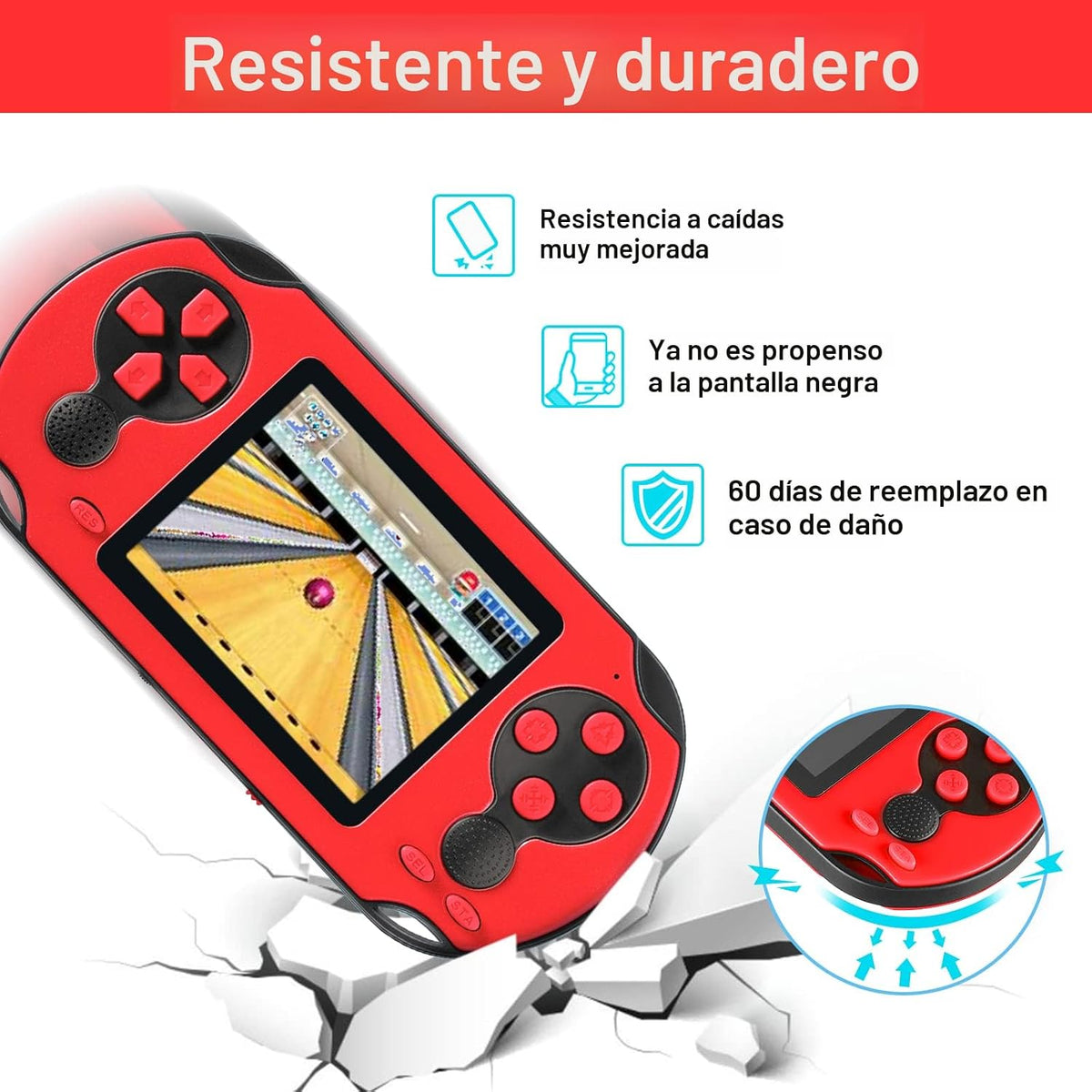 TaddToy Juego de mano de 16 bits para niños y adultos, pantalla gra...