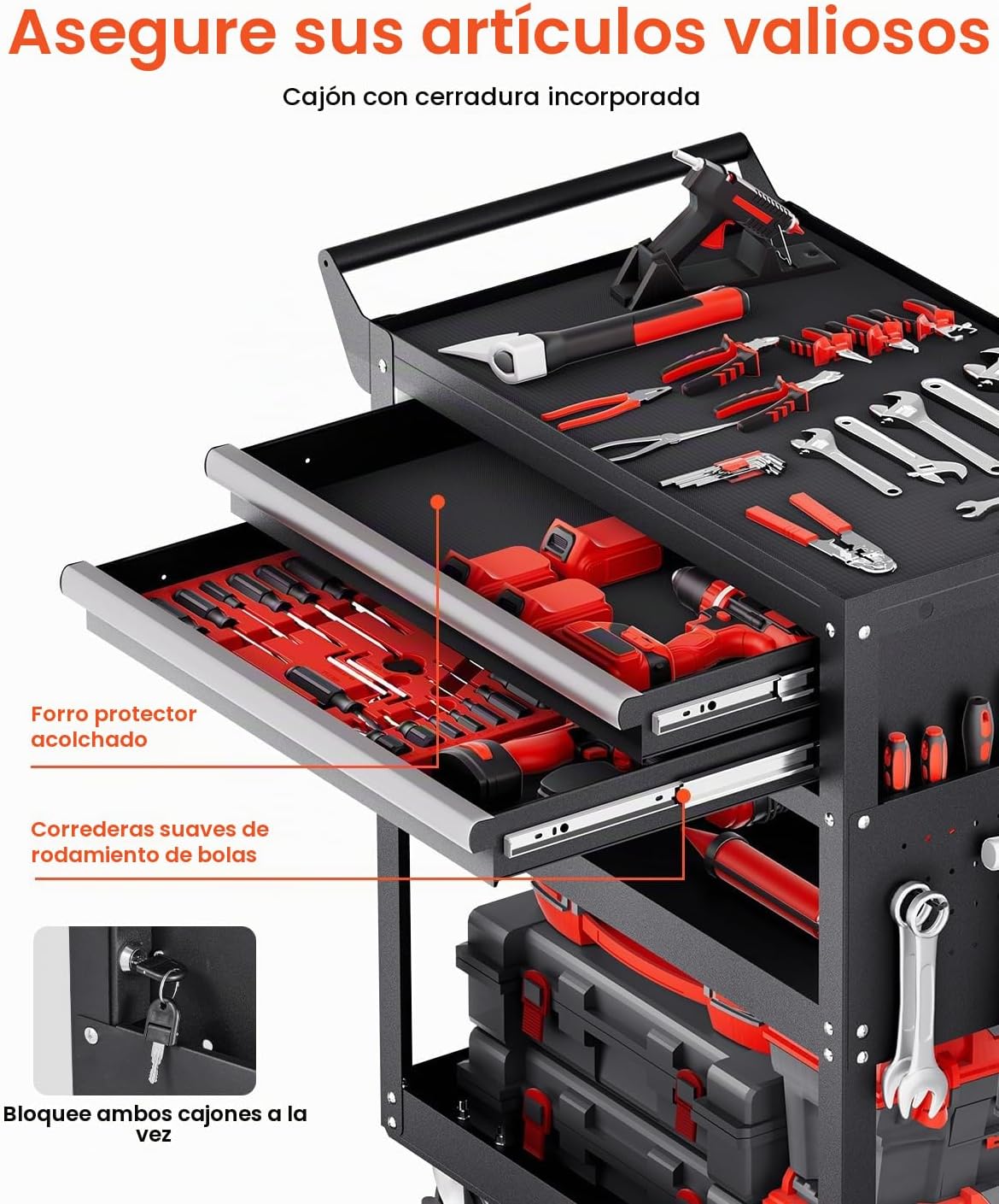 VEVOR Carrito de herramientas de 5 niveles con ruedas, capacidad de...