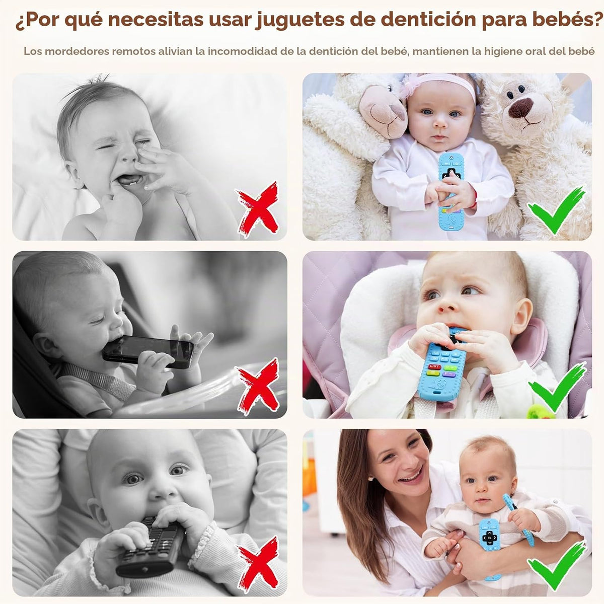 Juguetes de dentición para bebés de 3 a 6 meses, mordedores de sili...