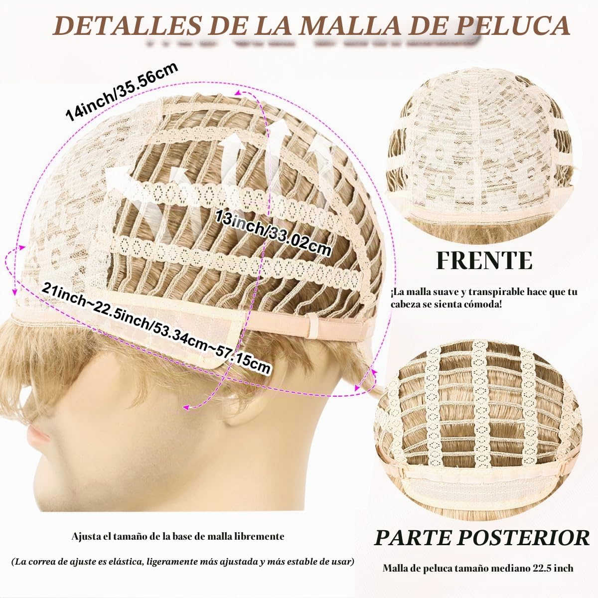 BEAUTY FLAG - Peluca rubia para hombre de cabello corto y liso sint...