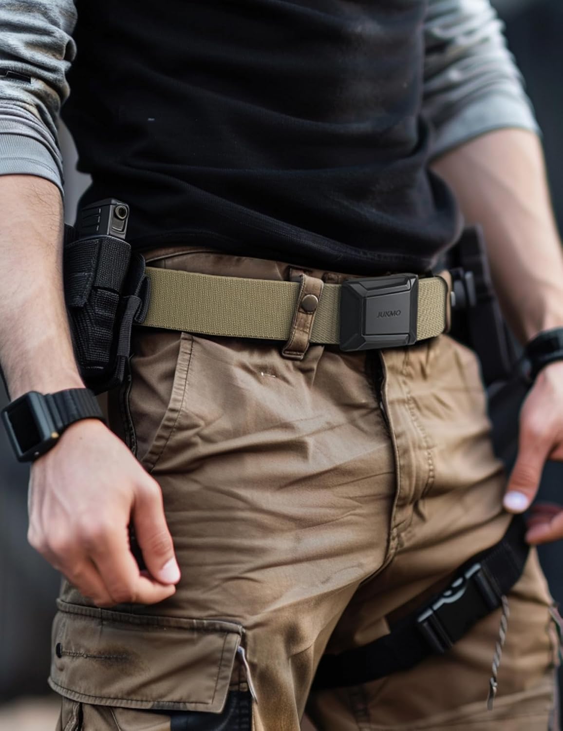 JUKMO - Cinturón táctico elástico para hombres, cinturón rigger mil...