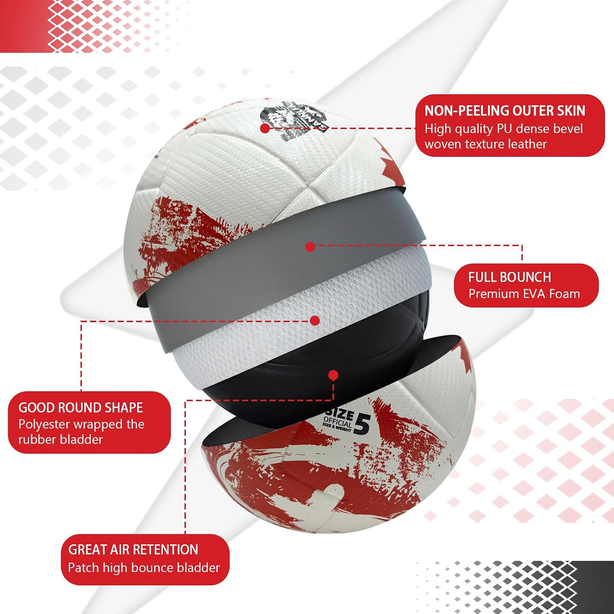 SANNLEIKA Storm Series - Pelota de fútbol profesional para principi...