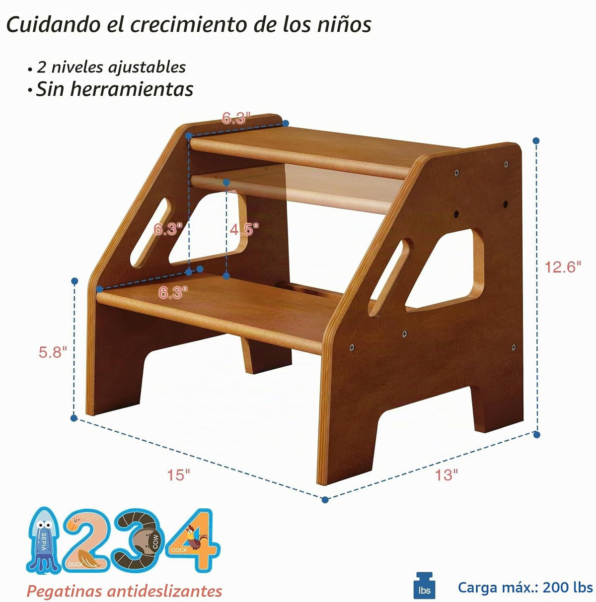 Harwaya Taburete de madera para fregadero de baño, taburete para ni...