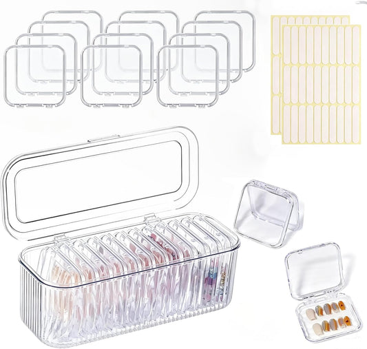 Juego de organizador de almacenamiento de uñas Press On, 12 estuche...