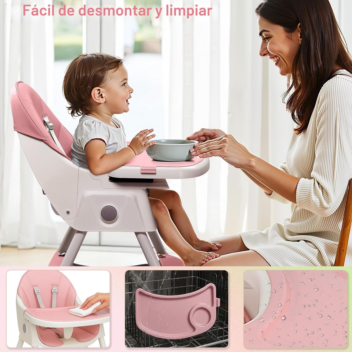Ktaxon - Silla alta para bebé, silla alta mecedora portátil 6 en 1,...