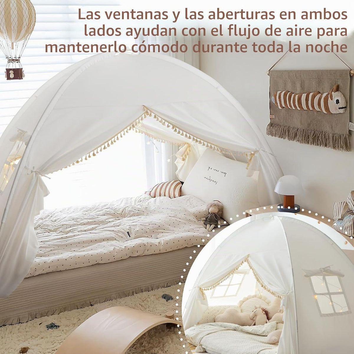 Tienda de campaña de cama individual para niños, toldo de princesa...
