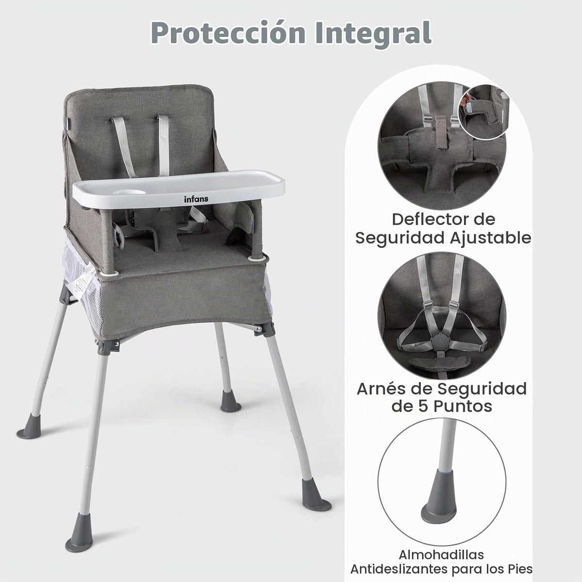 INFANS Silla alta para bebé, silla alta plegable portátil para bebé...