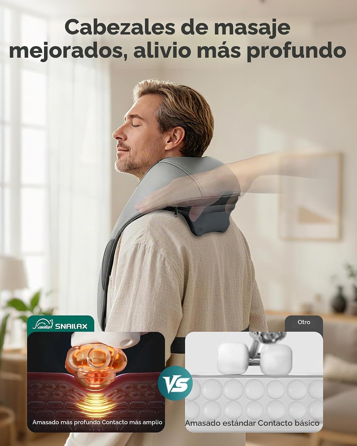Snailax Masajeador de cuello inalámbrico \u2013 Masajeador de hombr...