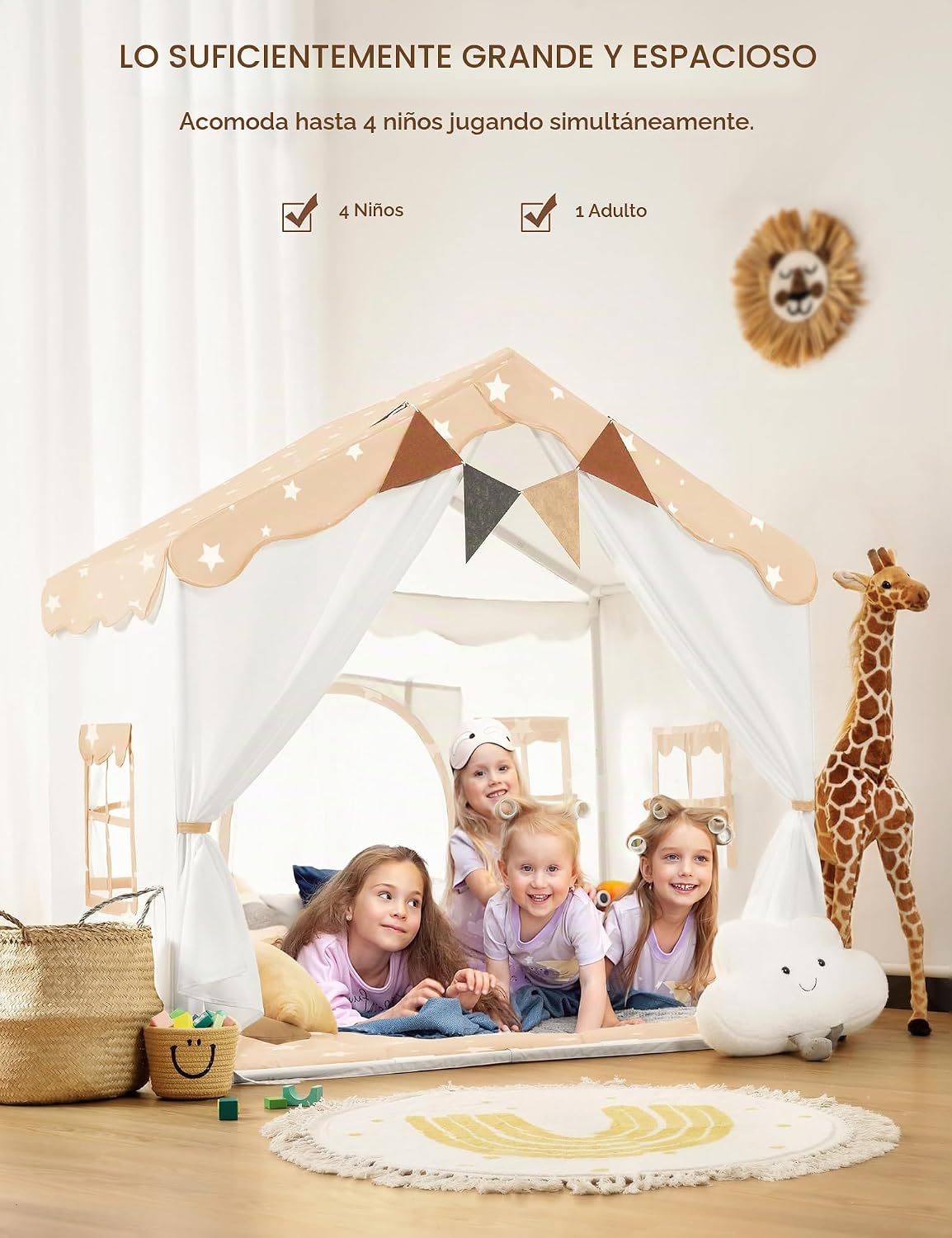 besrey Tienda de campaña para niños 2 en 1 con alfombrilla acolchad...