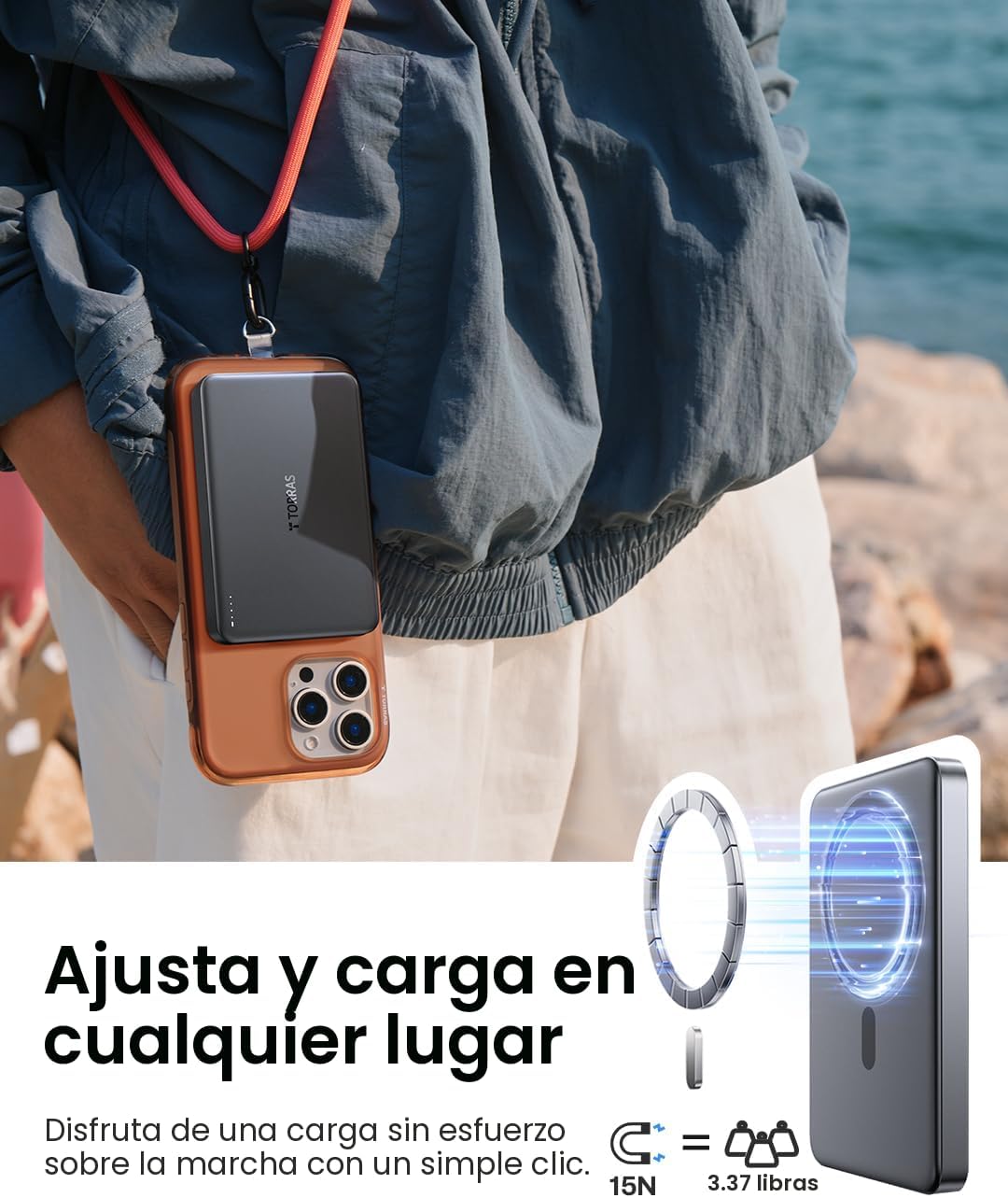 TORRAS MiniMag Power Bank, cargador portátil inalámbrico ultra delg...