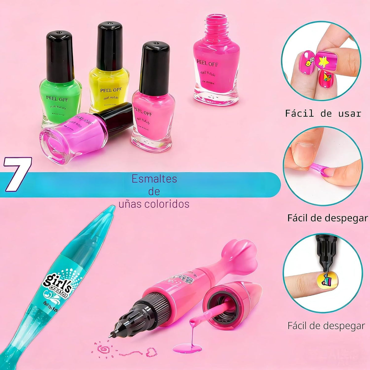 Amagoing Juego de esmaltes de uñas para niñas de 7 a 12 años con se...