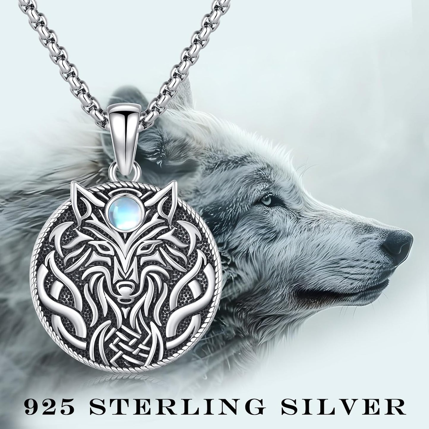 SOESON Collar Vintage para Hombre Plata de Ley 925 Animal Vikingo N...
