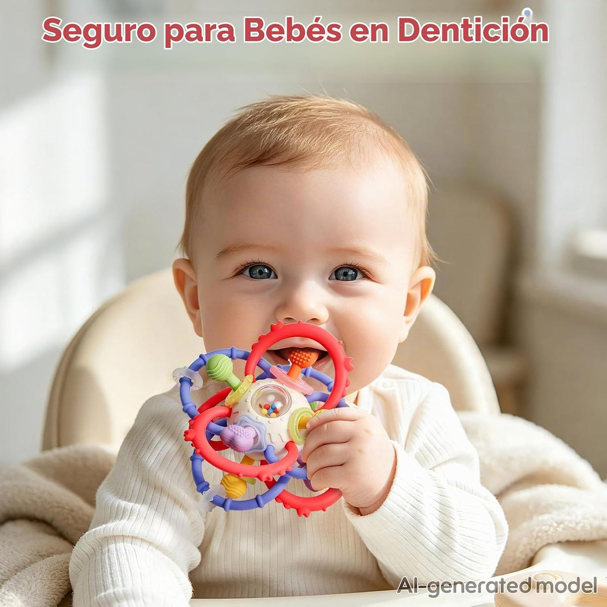 Juguetes para la dentición del bebé 3-6 6-12 meses, bola de mordedo...