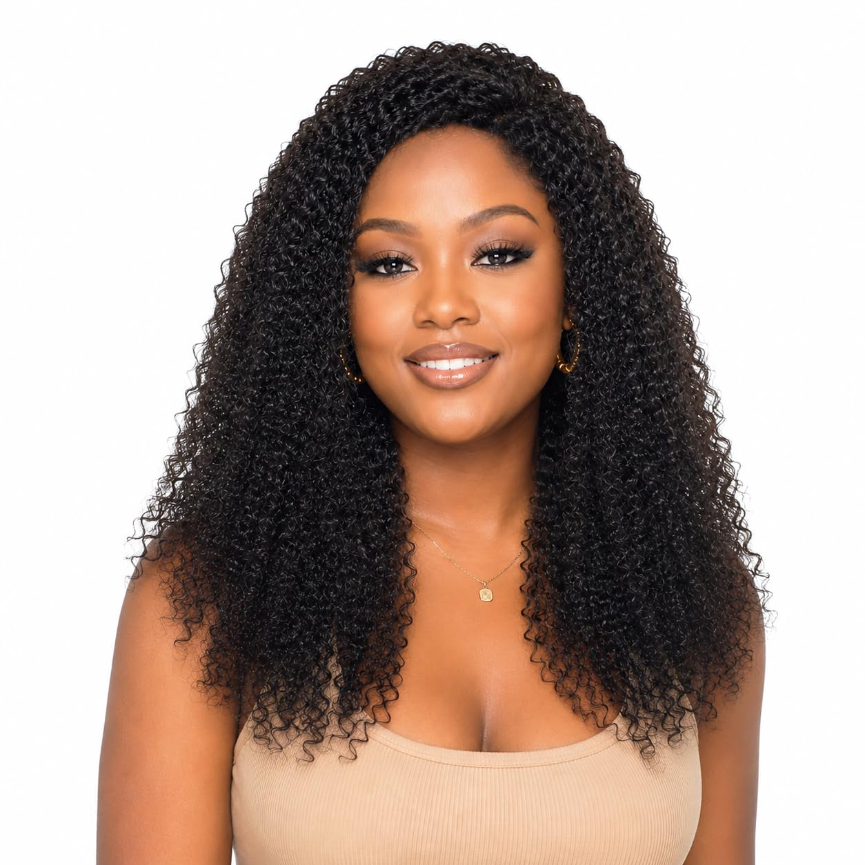 ManeMajesty Peluca rizada rizada con diadema negra natural, 22 pulg...