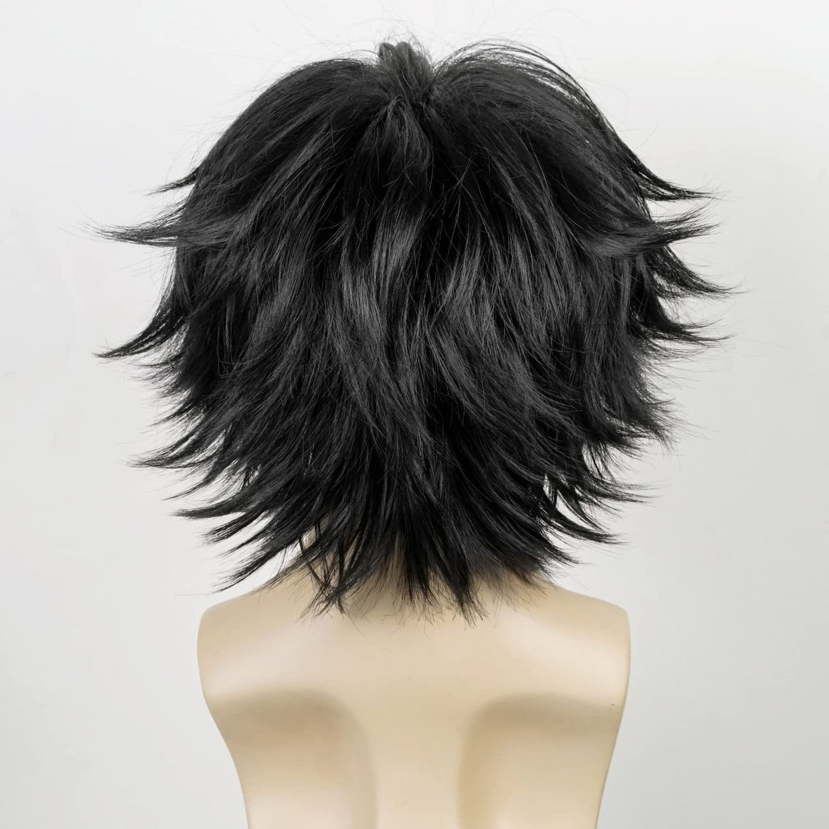 LABEAUTÉ Peluca corta negra de cosplay de anime para hombre, peluca...