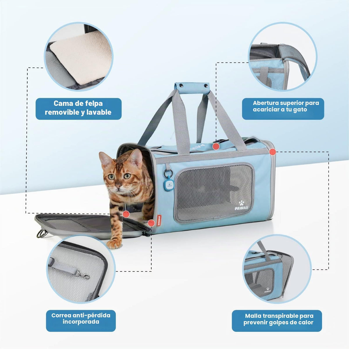 Pawaii Transportador de Mascotas Aprobado por Aerolínea para Gatos,...