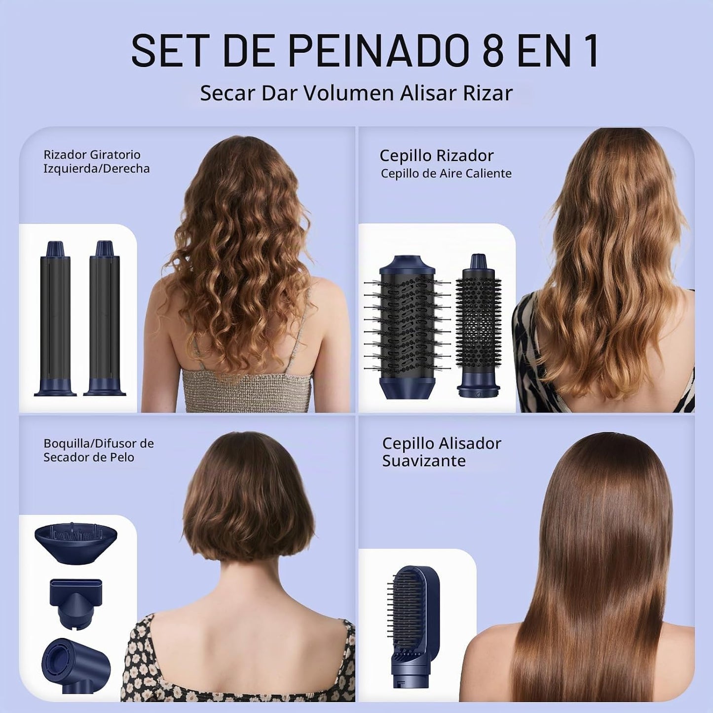 DORISILK Estilizador de cabello y secador de pelo 8 en 1, secador d...