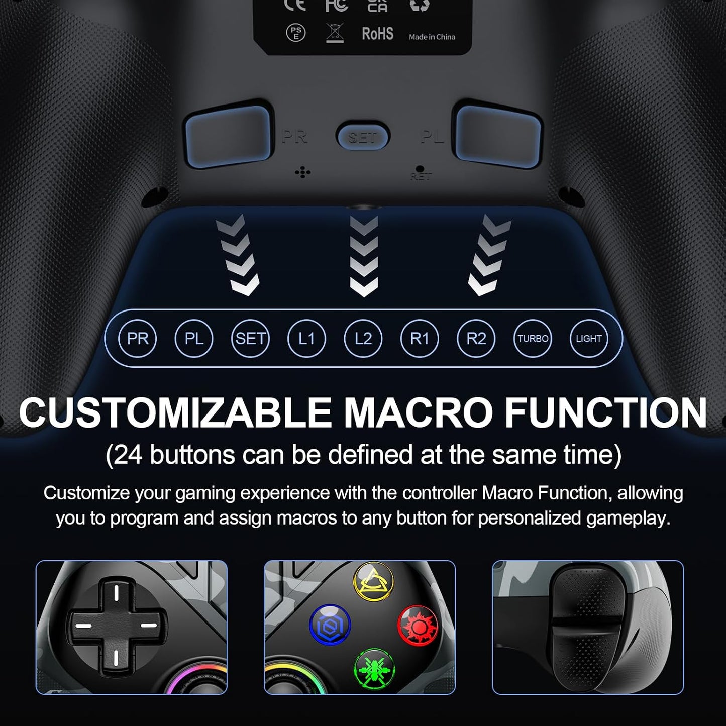 Xexvyrin Controlador inalámbrico LED para PS5, compatible con PS5 P...