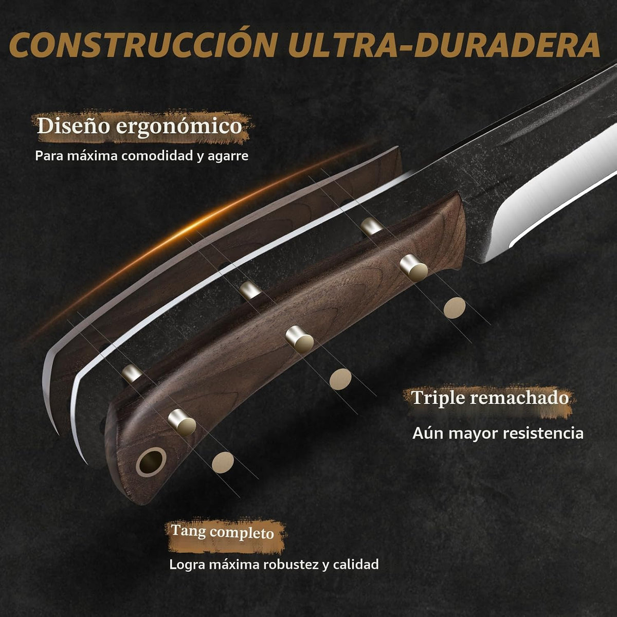 HOSHANHO Juego de cuchillos de carnicero, 3 piezas, filete afilado...
