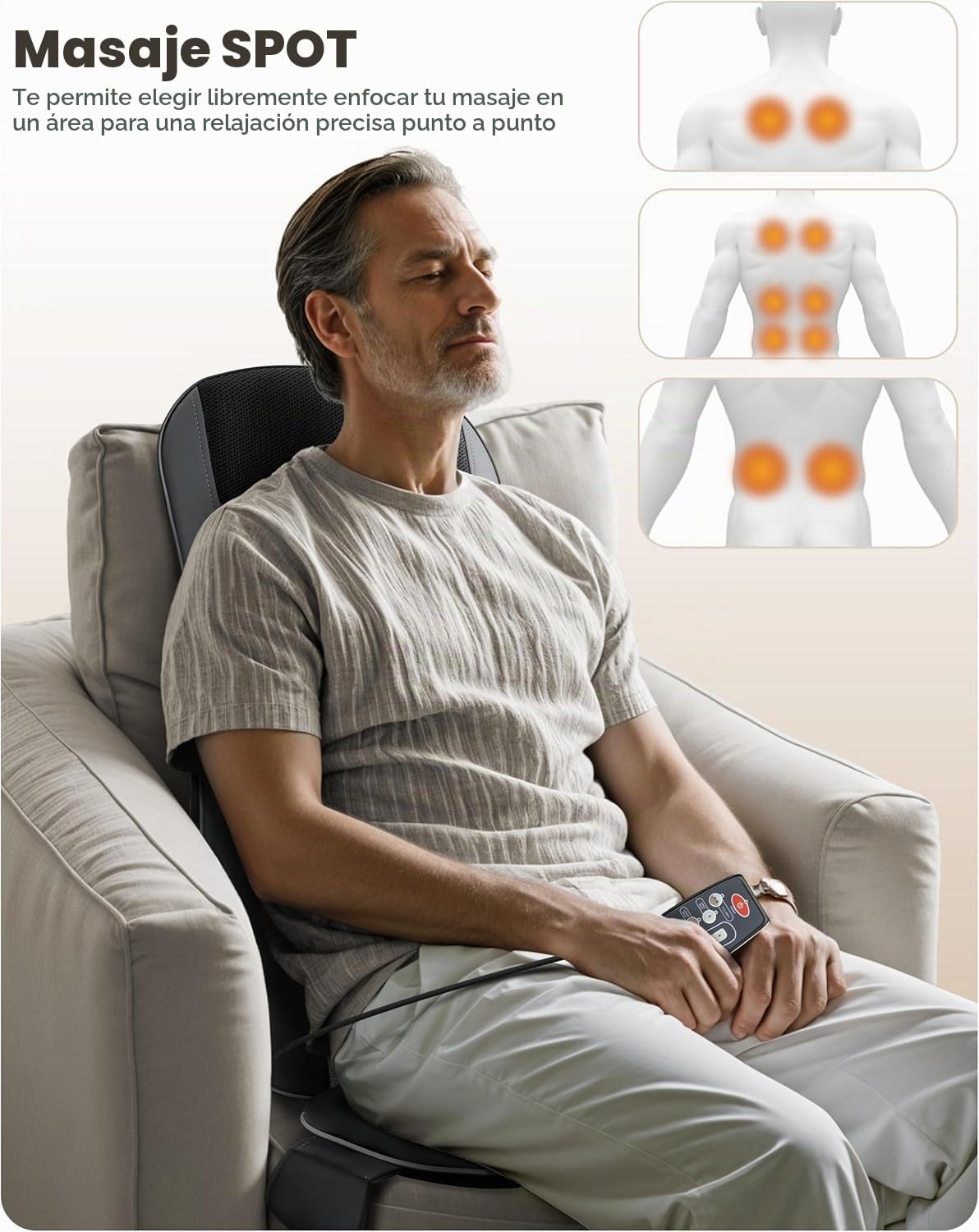 COMFIER - Masajeador Shiatsu de espalda completa para silla con cal...