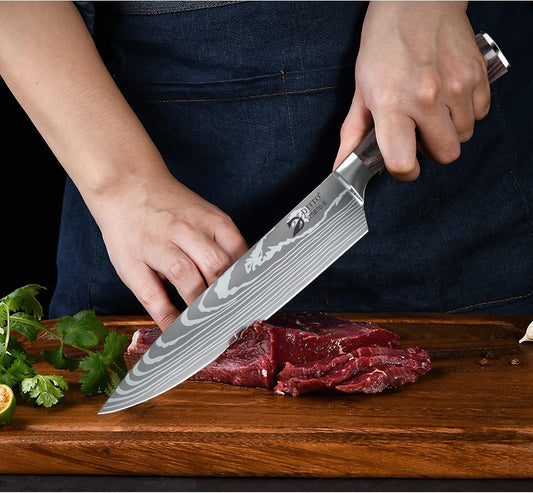 Dfito Juego de cuchillos de chef con bolsa enrollable, juego de 9 p...