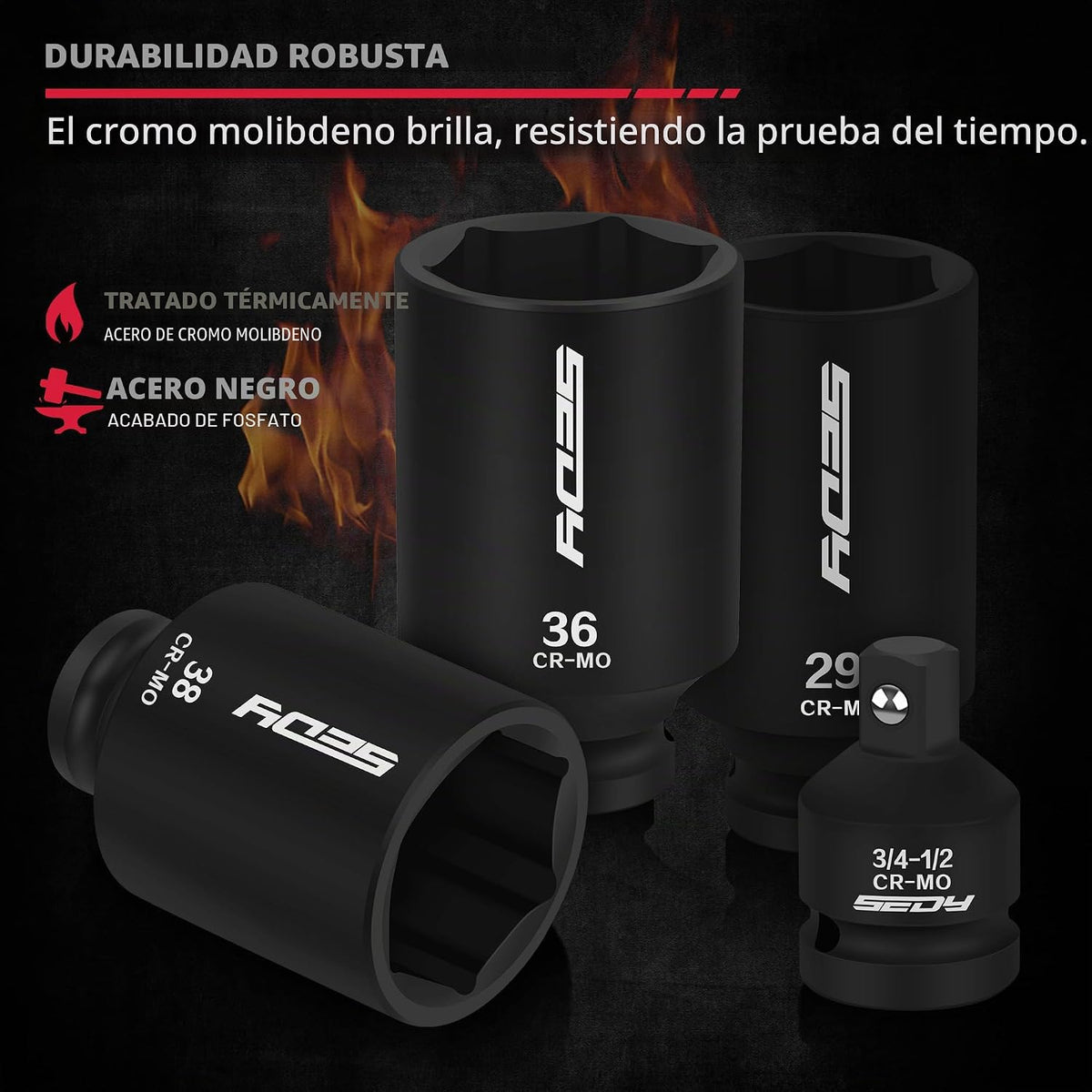 Juego de dados de impacto profundo de 1\/2: 11 piezas de tamaño mét...