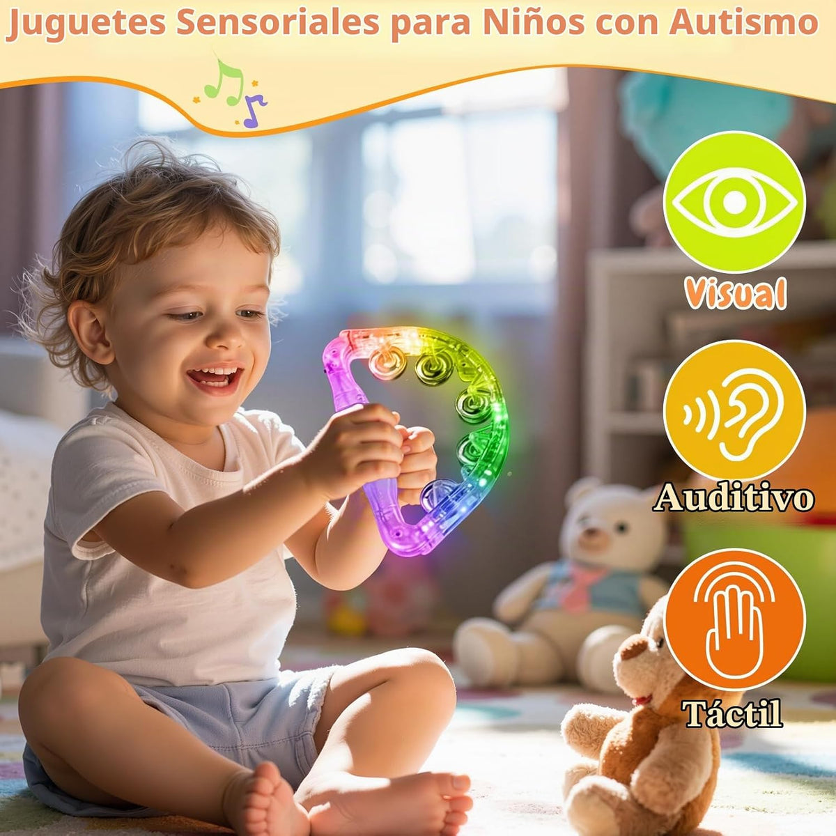 Aywewii Panderetas LED para niños y adultos, juguetes sensoriales,...
