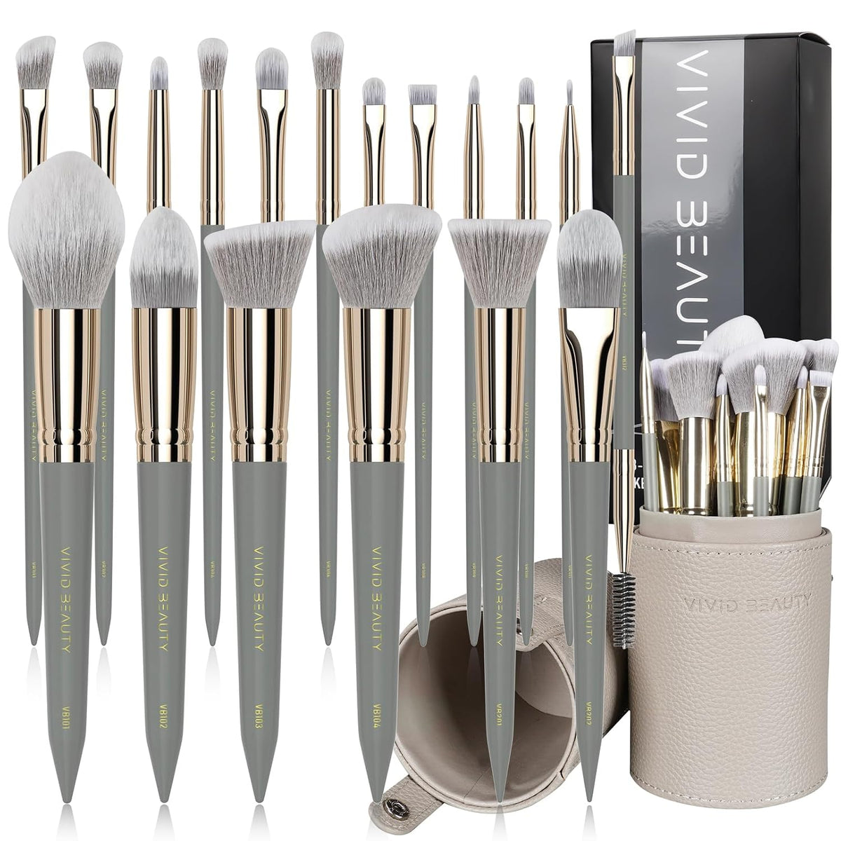 Vivid Beauty Juego de Brochas de Maquillaje, 18 Piezas de Brochas d...