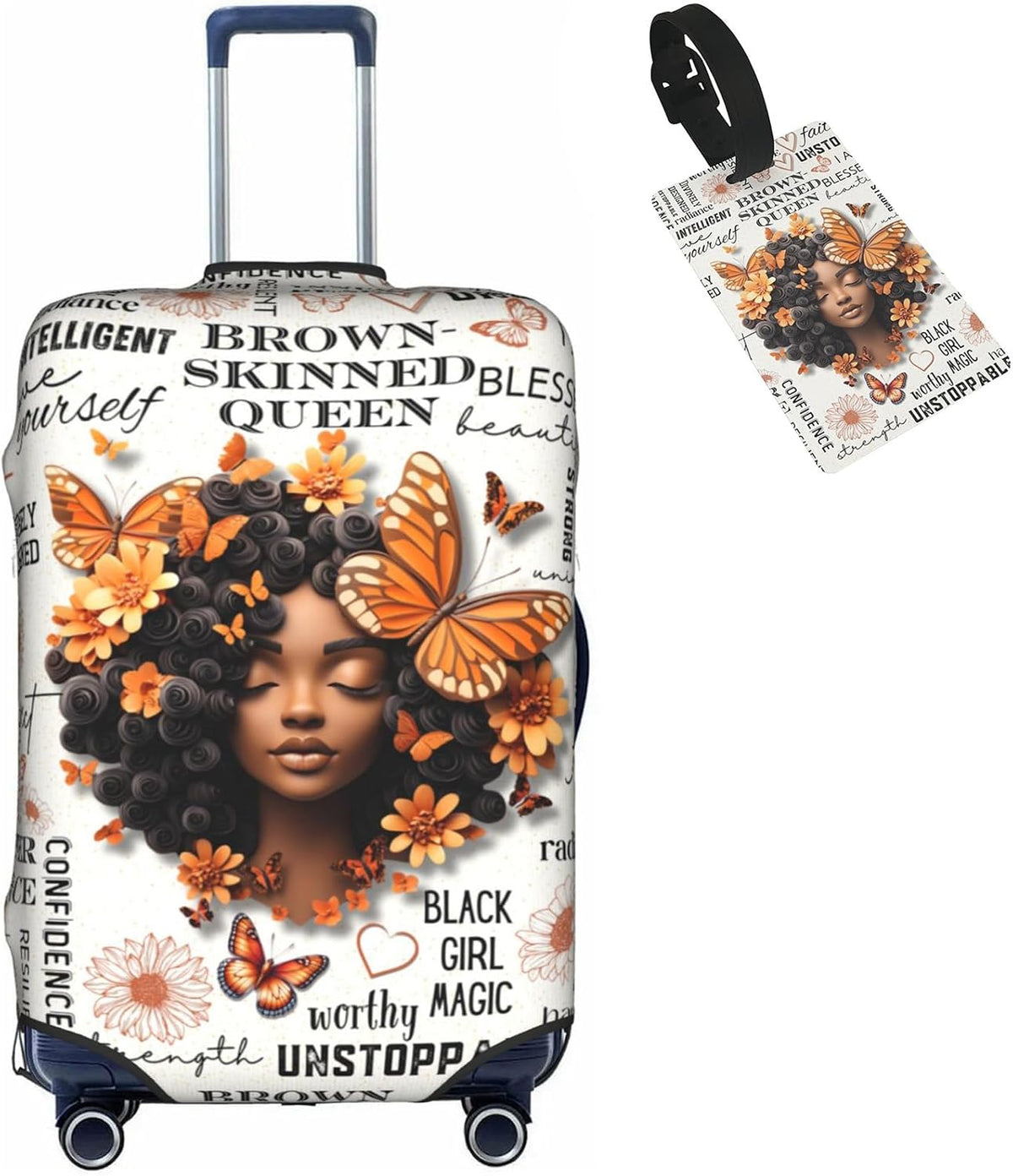 Hepmant Protector de maleta de viaje para mujer afroamericana, elás...