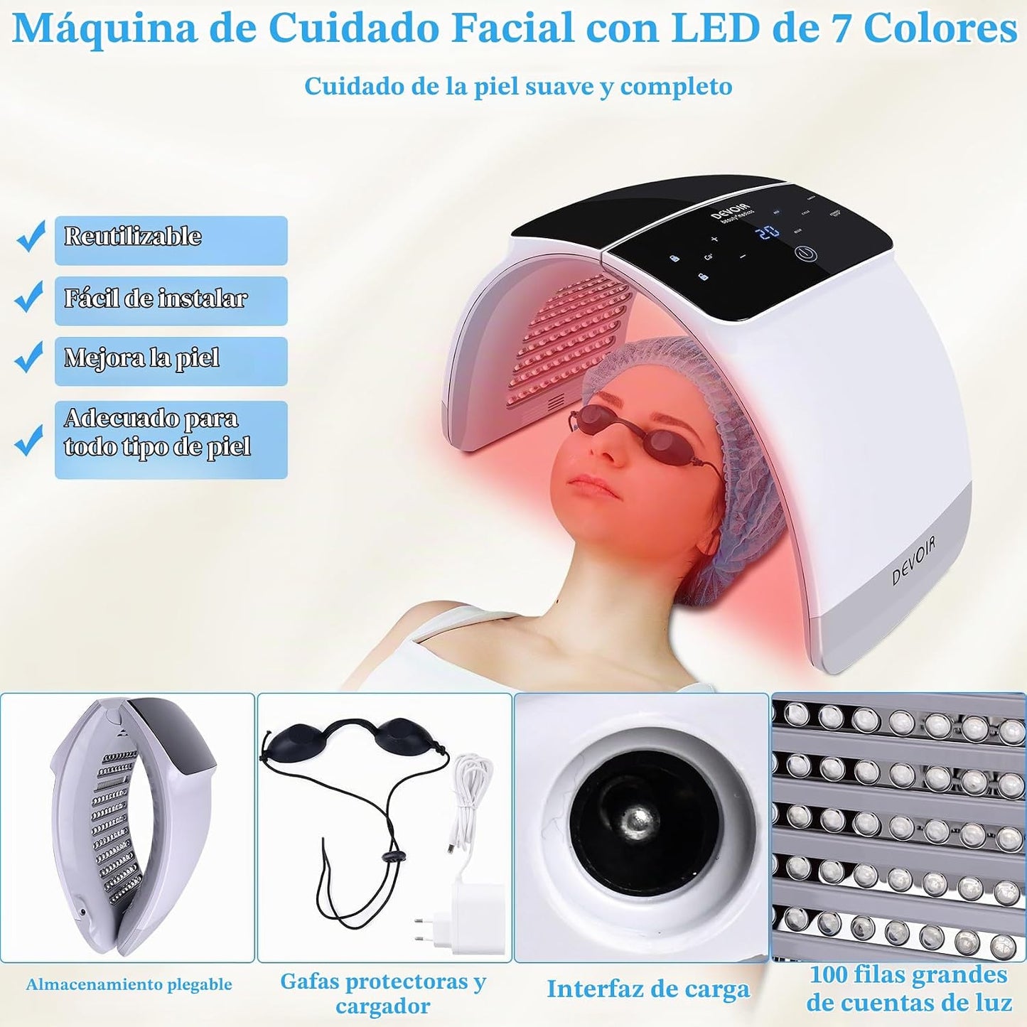 7 colores con cara LED para problemas faciales de SPA Facial Cuerpo...