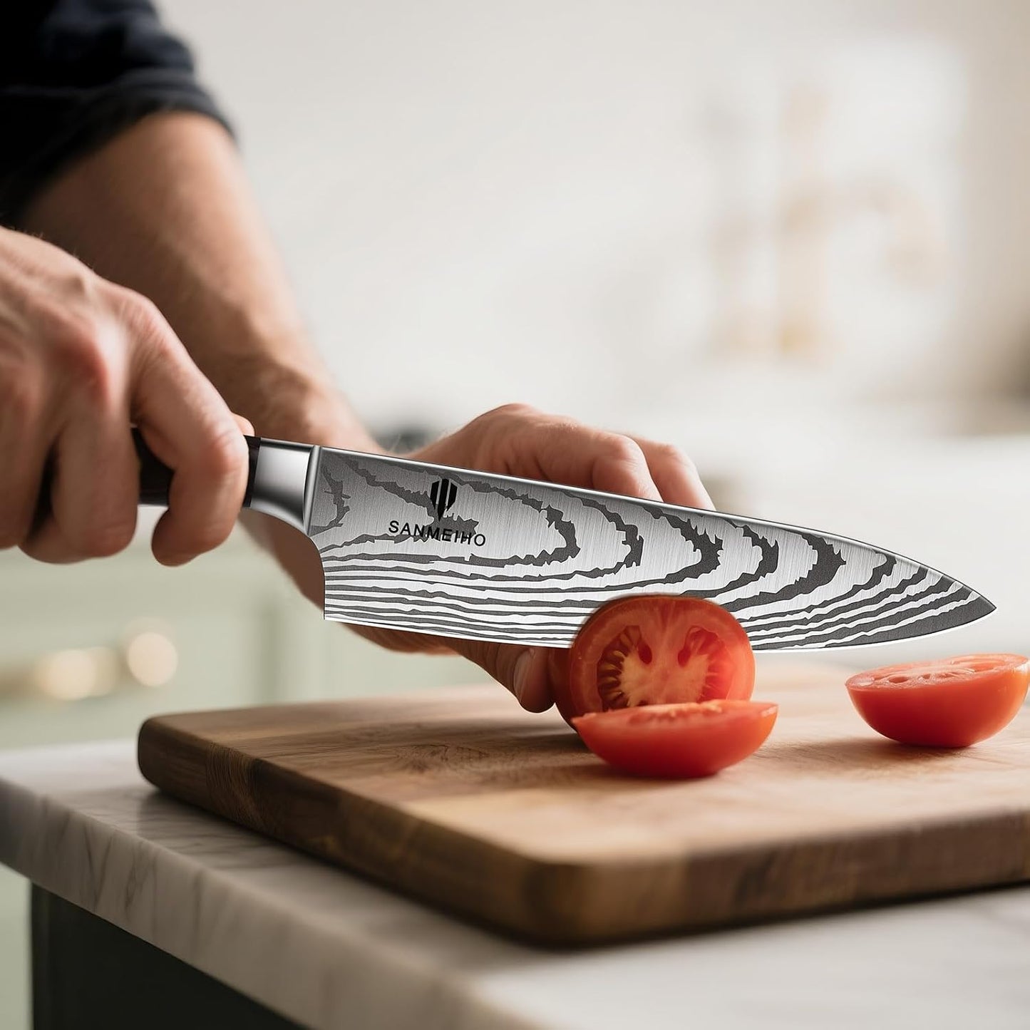 SANMEIHO Juego de cuchillos 16 piezas, cuchillo de cocina japonés c...