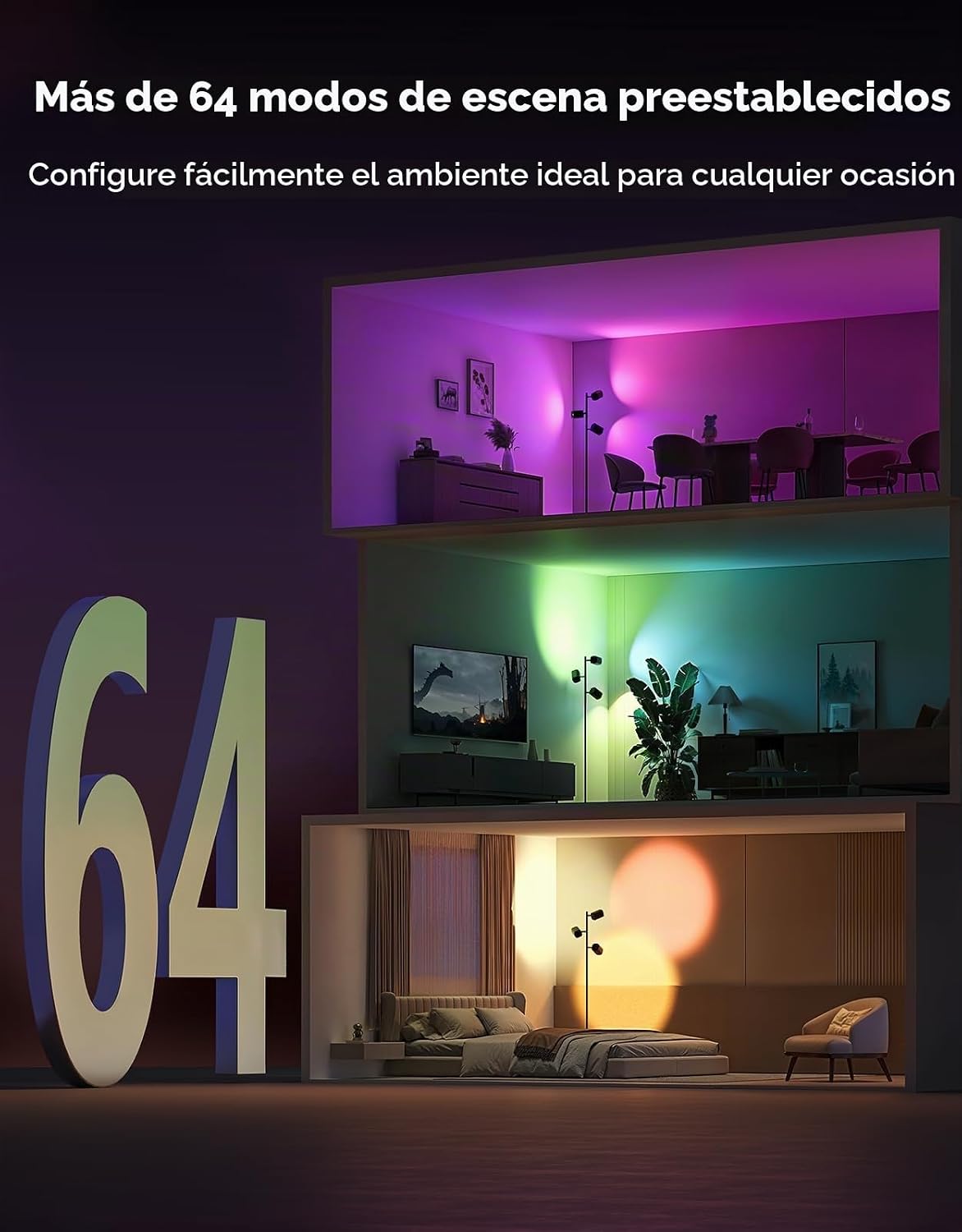Govee Lámpara de pie de árbol con 3 luces giratorias, compatible co...