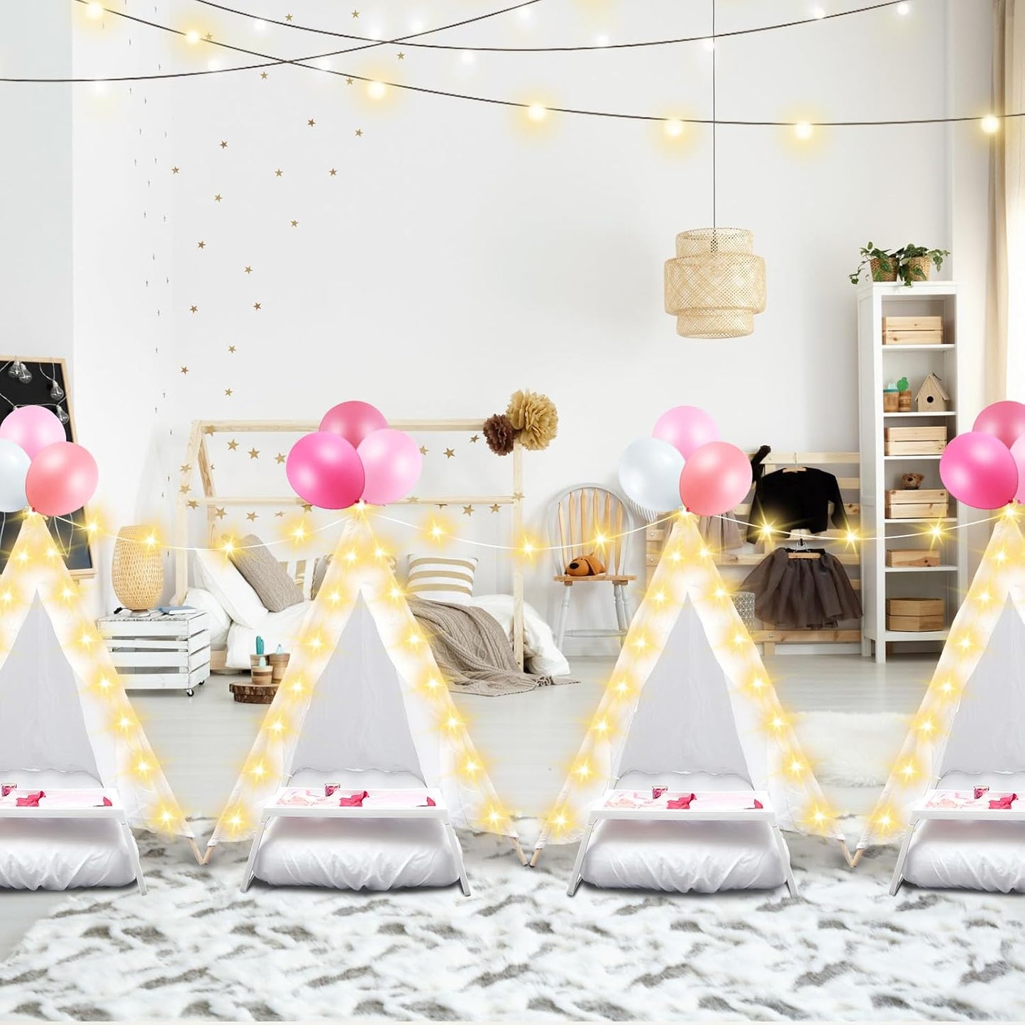 Lemosae Paquete de 4 Carpas Tipi para Niños para Fiestas de Pijamas...