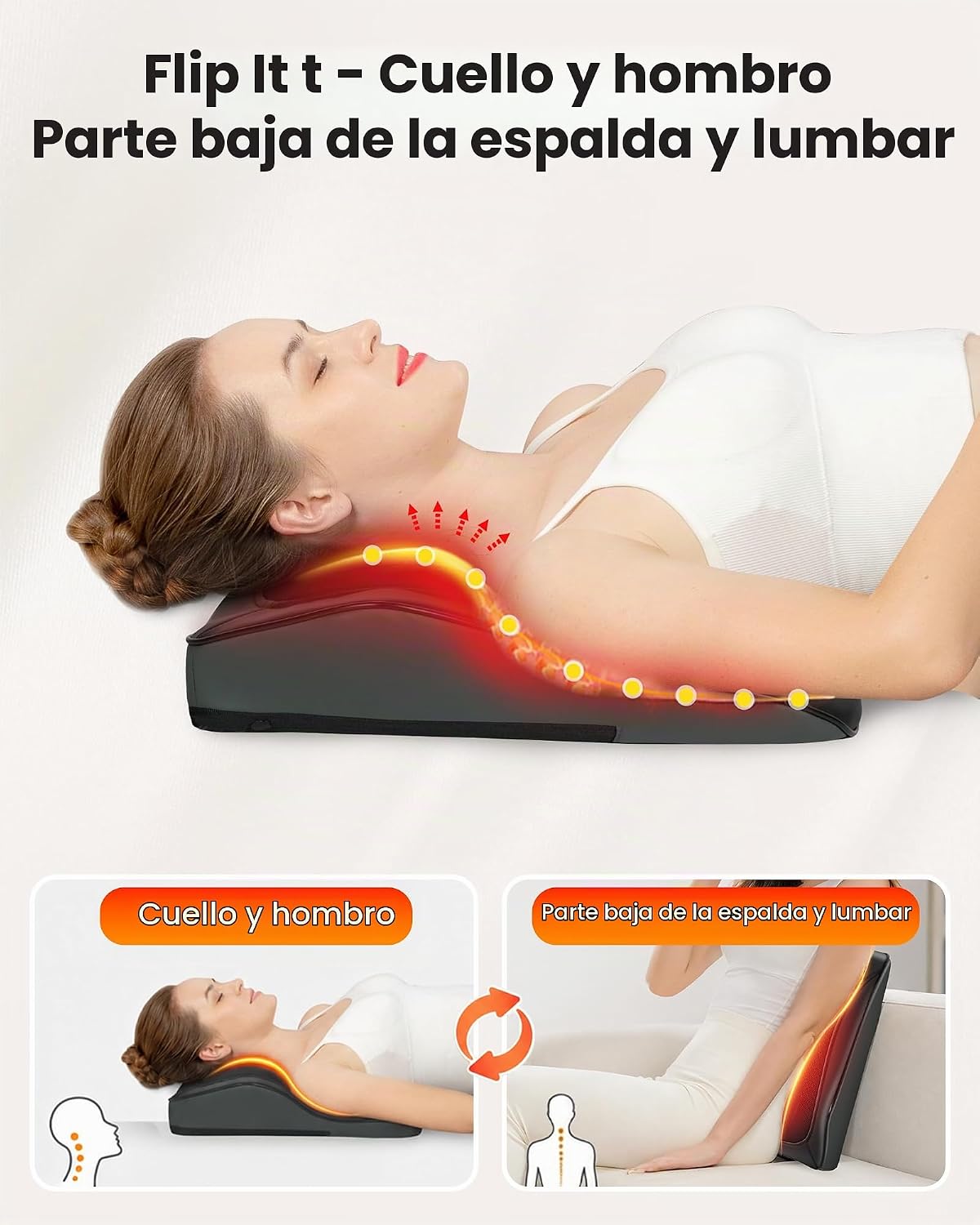 COMFIER Masajeador de espalda con calor y vibración, masajeador Shi...