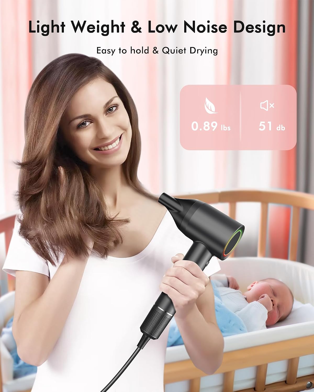 Secador de pelo, 160000 rpm, secador de pelo iónico profesional de...