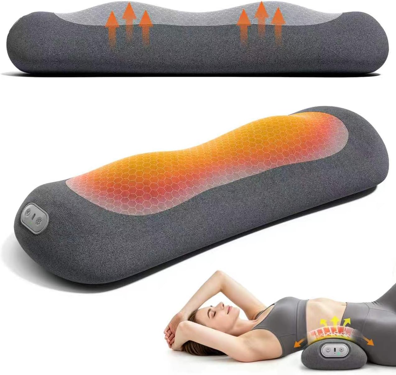 Yunari Masajeador de espalda triple fusión inalámbrico, almohada lu...