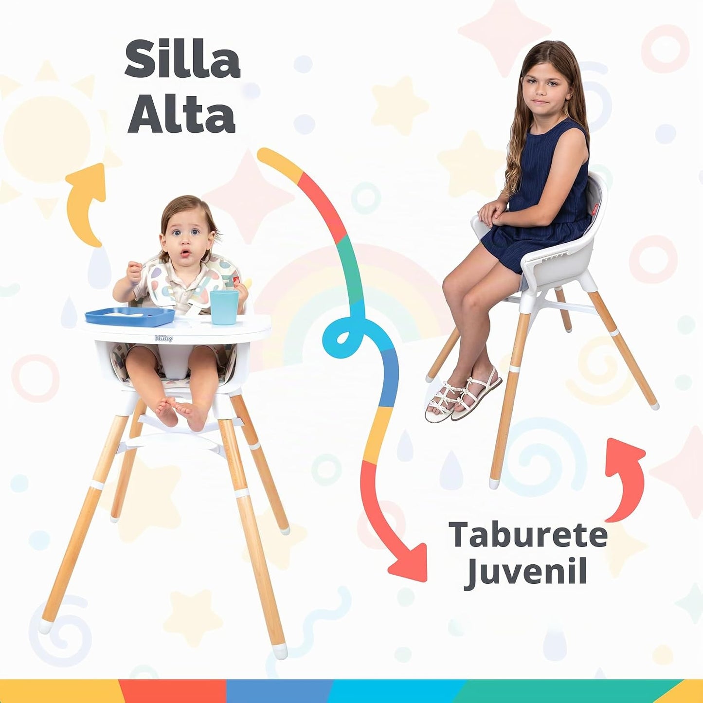 Nuby Silla alta multiusos 4 en 1 | Gris