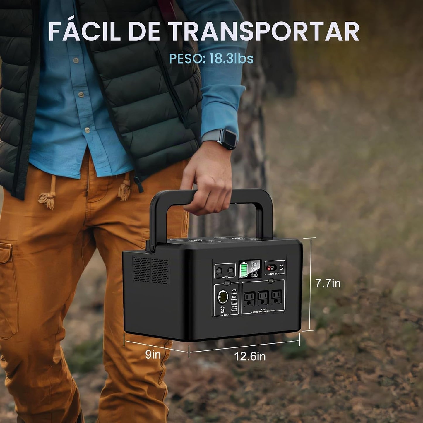 Estación de energía portátil 800W, generador solar 740Wh para acamp...