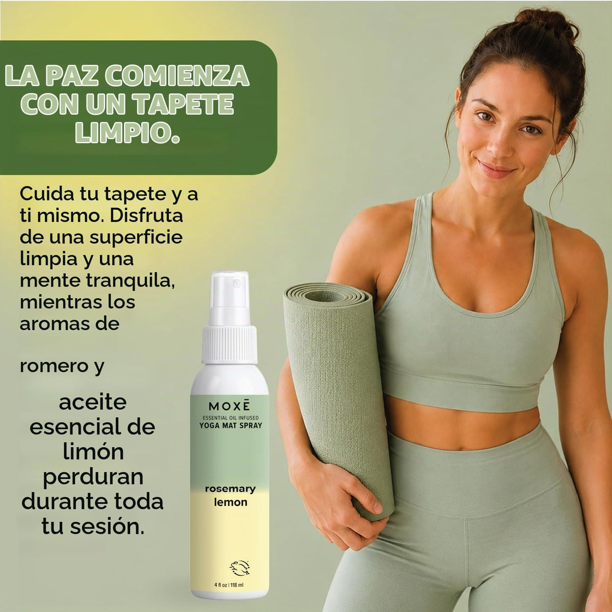 MOXE Limpiador de esterillas de yoga, certificado Green America, ac...