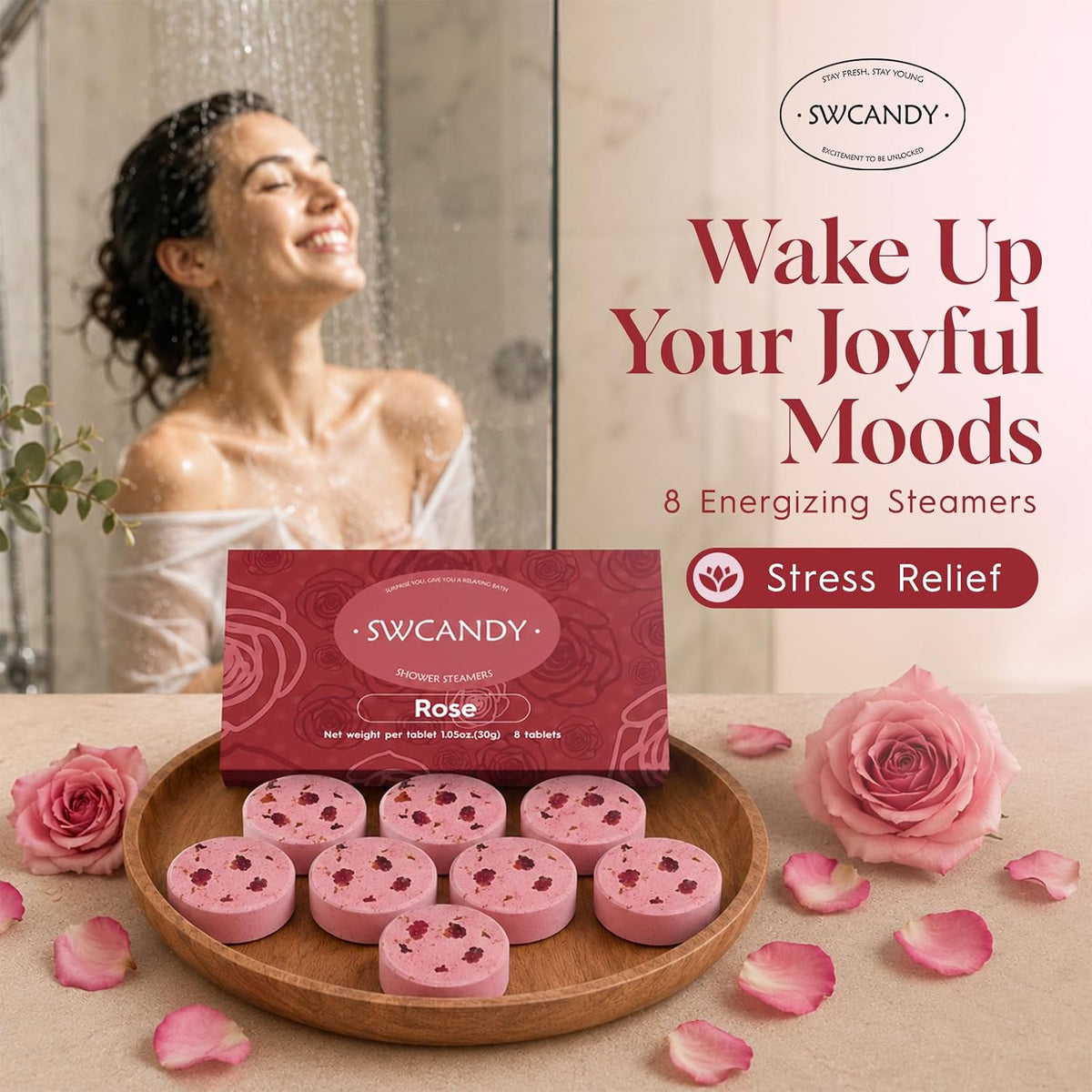 SWCANDY Paquete de 8 vaporizadores de ducha de rosas, cuidado perso...