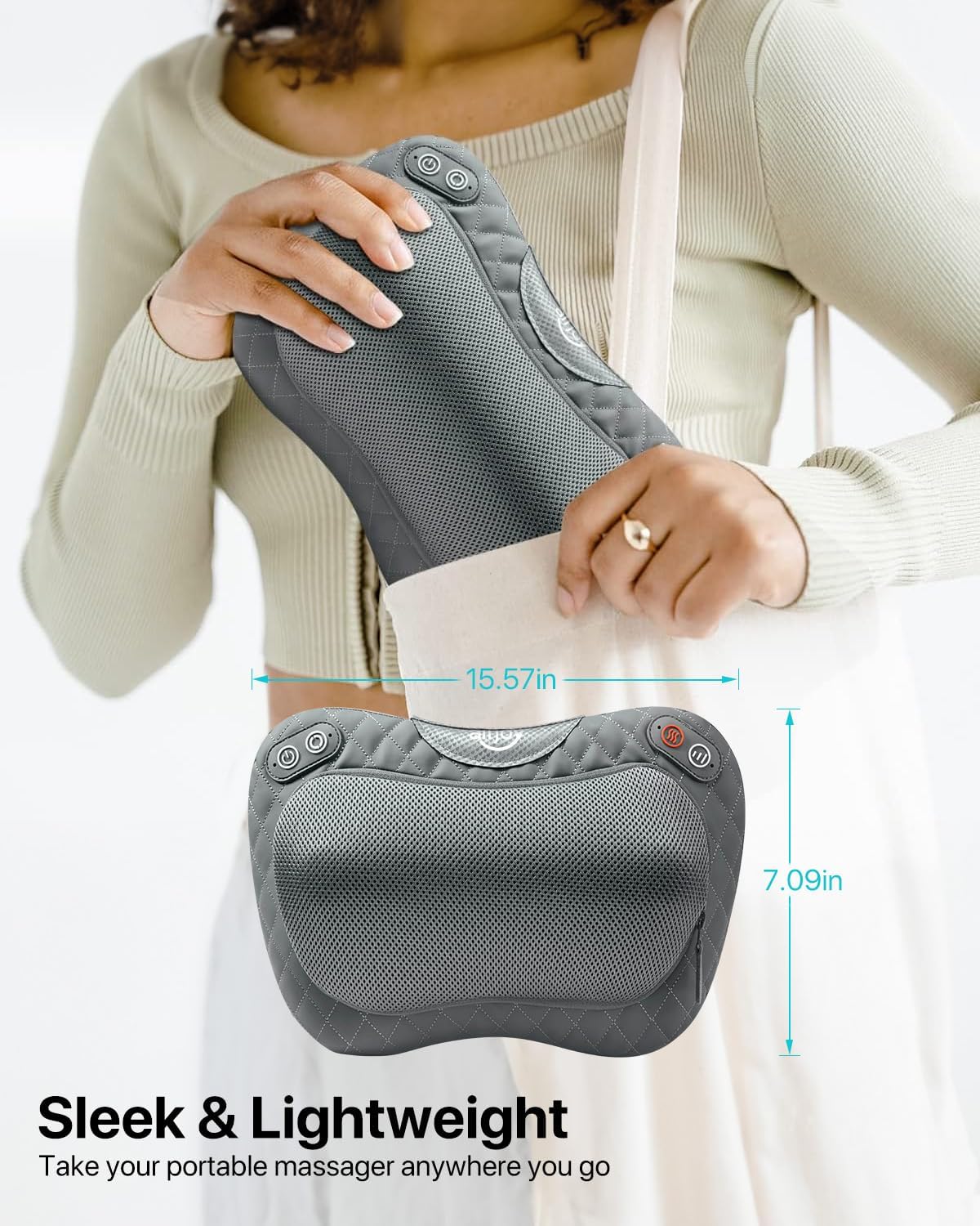 ALLJOY Masajeador Shiatsu inalámbrico de cuello y espalda con calor...