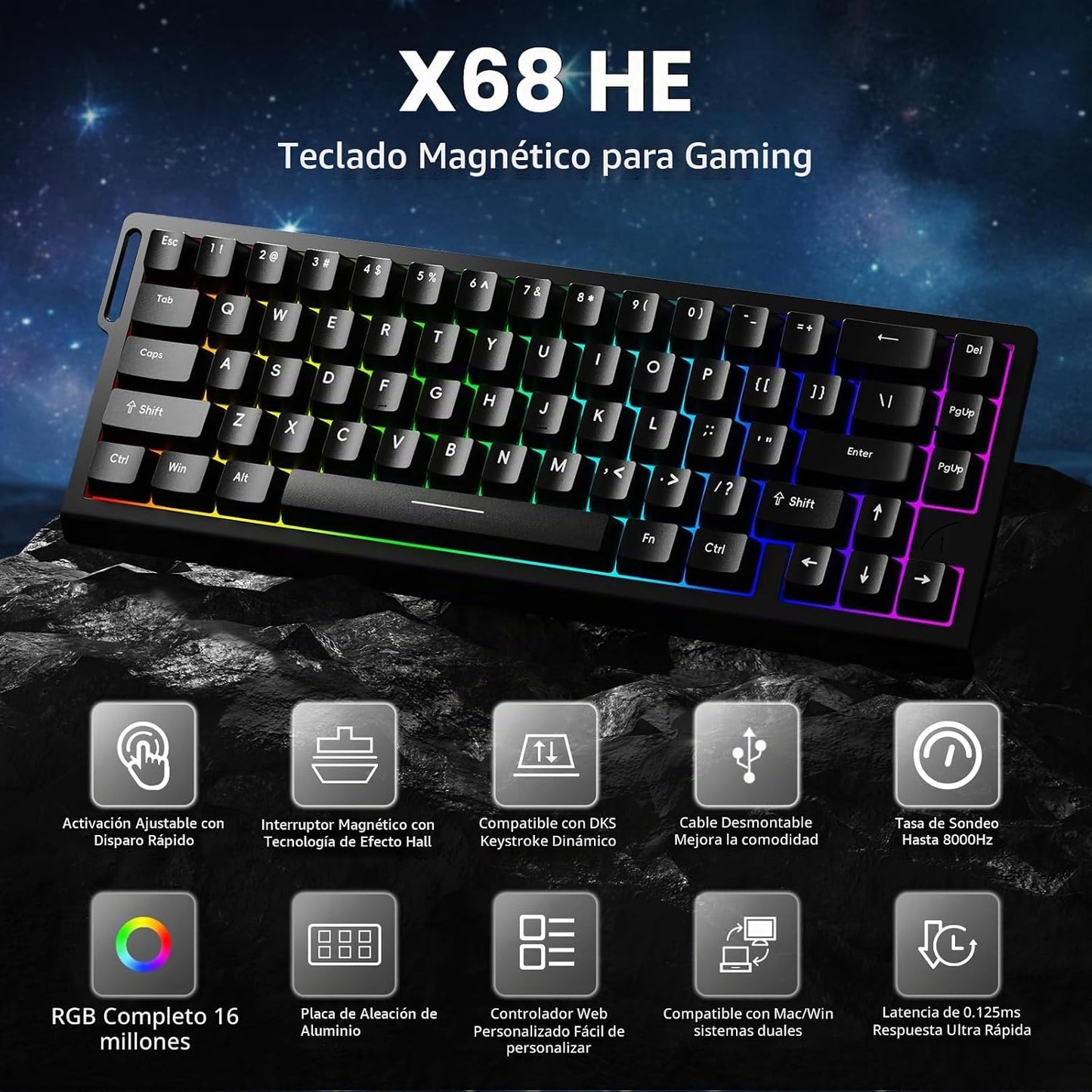 Teclado de Juego ATTACK SHARK X68 HE con Frecuencia de Muestreo de...
